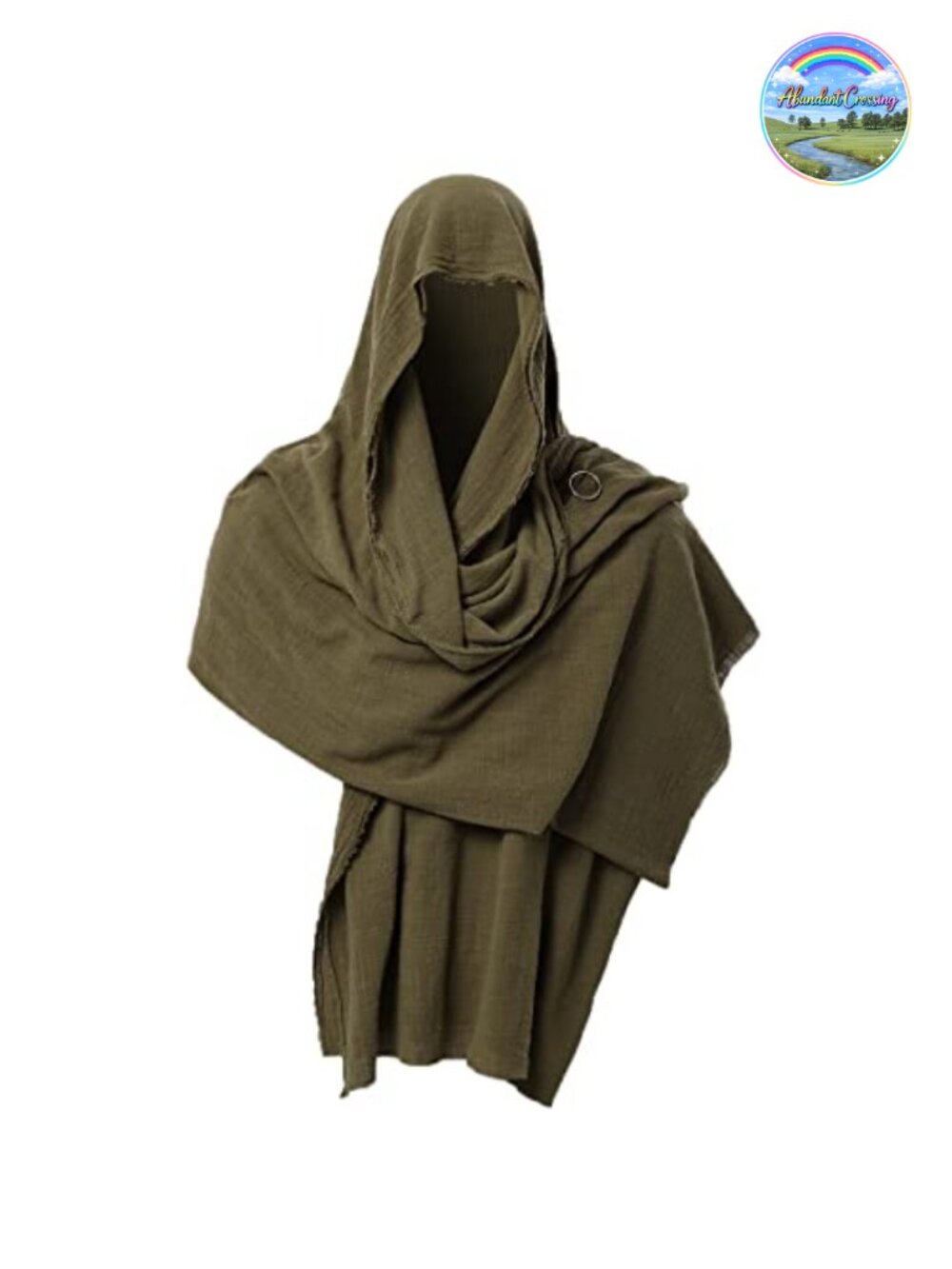 Linen Multi-Wear Shawl Cowl Toga Scarf Medieval Costume Sash with Brooch Pin